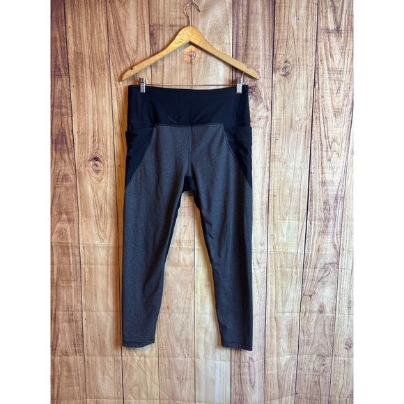 Prana Women's Striped Black Gray Leggings with Pockets Size L - Picture 2 of 7